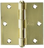 Stanley Hardware 749 3-1/2" X 3-1/2" Solid Brass Square Corner Residential Hinge Box Pack in Bright 