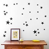 whitelotous 39個DIY取り外し可能なビニール星壁ステッカーデカール壁の装飾子供部屋 3-5cm ブラック