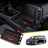 XIKER トヨタ ヴェルファイア 40系 専用 ABS素材 コンソールトレイ 小物入れ センターコンソールボックストレイ 収納ボックス 取り付け簡単 カスタム パーツ 内装 アクセサリー ラバマット付き（レッド）