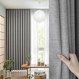 SXYITE カーテン 遮光1級 リネンスタイル 断熱 防音 透けない 外から見えにくい 無地 リネンブレンド 丈133x幅130cm 2枚組 厚手 遮光度99.99% UVカット 昼夜目隠し 日焼け防止 プライバシーを守る おしゃれ 遮像 省エネ 洗濯可能 寝室 リビング用 グレー