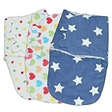 LUXEHOME Lovely Super Soft Baby Swaddle Polyester Fleece Blanket, Set of 3 by LUXEHOME