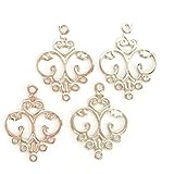 【ハンドメイド素材店チャチャ】シルバー シャンデリア 透かし パーツ (10枚入り) アクセサリー ピアス イヤリング 大振り ビジュー 台座 花 雫 月 クローバー 三角 四角