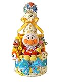 おむつケーキ アンパンマン 新生児肌着セット＆ベビーグッズ付き 3段 男の子用 (メリーズSサイズ（28枚入り）)