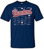 MLB Cleveland Indiansチーム署名Tシャツ, Small , Navy