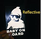 プレミアム品質Reflective便利な" Baby in Car " Vehicle安全サインステッカー ホワイト 123-44