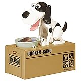 デジタルコインボックスStealing Piggy Bank食べる犬子犬コインボックスプラスチック子供銀行お金自動保存ボックスtirelire Enfant – ブラックandホワイト