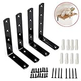 SumnaconシェルフブラケットHeavy Duty ,ステンレススチールフローティングシェルフブラケット壁マウントネジで、装飾コーナーブレースのサポートBookshelves、DIY棚、4個5 i