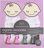 Organic Swaddle Blanket and Lullaby Gift Set - Pink and Gray by Lollipop and Lullaby