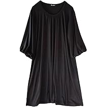 Amazon.co.jp: [トリコプラス] ワンピース 大きいサイズ 黒 50代 七分