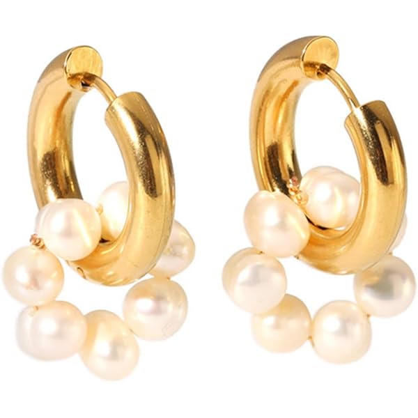 Amazon | MIUMIU Mロゴ パール アシンメトリー フープ ピアス ゴールド