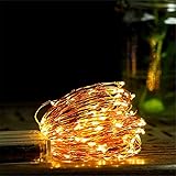 SimonJp イルミネーションライト ストリングライト LED 10m 電球数100 電池式 ワイヤーライト クリスマス パーティー 結婚式 誕生日　飾りライト スター　電飾　室内室外　防水　電球色