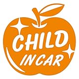 imoninn CHILD in car ステッカー　【シンプル版】　No.63　リンゴ　（オレンジ色）
