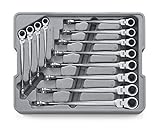 GearWrench 85288 12 Piece Metric X-Beam Flex Head Combination Ratcheting Wrench Set [並行輸入品]