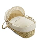 Clair de Lune Stardust Palm Wicker Moses Basket (Cream) by Clair de Lune