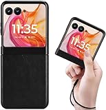 Motorola用 Moto Razr 50 / 50s / 60 / 60s 全通用 ケース ストラップ 同梱 耐衝撃 軽量型 モトローラ レーザー 50d M-51E カバー レーザー 60D M-51F スマホケース レーザー50s Razr50 Razr60 case 【GoKIGIoD】 レザー調 ハード バンパー 指紋防止 携帯カバー ビジネス 磁石無し レトロ ブラック