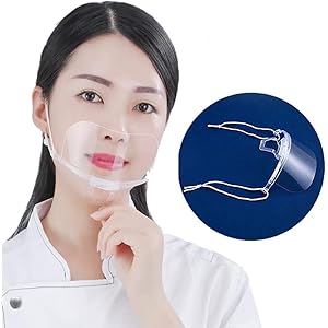 Tengatel 10/20/30/50個入り マウスシールド クリア フェイスガード 組立簡単 繰り返し使用可能 透明PET使用 飲食店、 小売店での接客対応 学校の先生や学習塾の講師・理容店、 美容業界の接客時 、 医院・物流業界、 タクシードライバー (10枚入り/オレンジ [無地ステント])