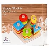 BooKid耐久性とカラフルな木製Shape Sorter and Color Sorterおもちゃfor Toddlers – 幾何学図形には、5つの異なる色でon a Pentagon Shape