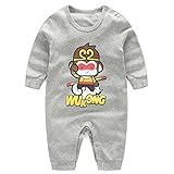 エルフ ベビー(Fairy Baby)新生児カバーオールロンパース 四季兼用 長袖 悟空プリント 66cm グレー