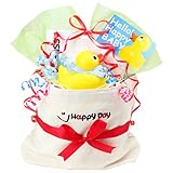 ご出産のお祝いにハッピーな贈り物♪オムツケーキ 《HAPPYリトルダッキー》 (ナチュラル)