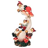 Garden Gnome Statue - Gnome Garden Mushroom Madness Statue - Gnome House - Fairy Garden - Birdhouse 