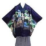 七五三 5歳 5才 男児 トータル13点フルセット 男の子 着物 紋付羽織袴 紋付袴 10タイプ/2(鷹のしめ・紺A-2)