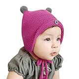 Ochine 新品　ベビー＆キッズ 子供　毛糸帽子　ボタン　超可愛い　男女兼用　保温防寒　撮影用にも　出産祝い 贈り物　フリーサイズ　3色選択　6-15月設定