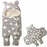 Platinum Loops 暖かい ふわふわ おくるみ 足つき ボア フリース 赤ちゃん ベビー アフガン ブランケット スリーパー 冬 お出掛け (グレー)