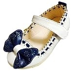 キッズ シューズ 蝶々 リボン フラット ヒール パンプス 子供 靴 (14cm, ホワイト)