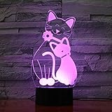3d猫ナイトライトテーブルデスクOptical Illusionランプ7色変更ライトLEDテーブルランプXmasホームLove Brithday子供キッズ装飾おもちゃギフト