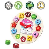 Wooden Blocks Toys Digital Geometry Clock Children'S Educational Toy For Baby Boy And Girl Gift by R