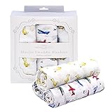 Manhattan Kids おくるみ モスリンコットン製 スワドル 3枚セット ダブルガーゼ 出産祝い 赤ちゃん バスタオル ベビー ブランケット 新生児 ガーゼタオル 綿100% 毛布 箱入り 1