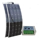 ECO-WORTHY 200W 12Vモノフレキシブルソーラーパネルキット：100Ｗ12Vソーラーパネル*2+15Aコントローラ
