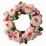 14インチ花花輪手作り人工花柄シルク花輪のフロントドアホーム壁ウェディングデコレーション 14inch BGM-174533