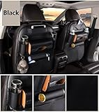 UniTendo PUレザー カーシートバックオーガナイザー 豪華な多機能性 丈夫なデザイン 足蹴り防止マット 1ペア ブラック 12150111