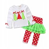 サンタ衣装 子供服 セットアップ 女の子 上着+ズボン 長袖 クリスマス コスチューム 刺繍 可愛い プレゼント パーティー 2～7歳 (110cm, C)