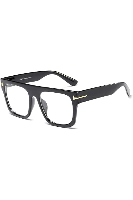Black Oversized Square Glasses Thick 