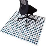 ラグリエ レトロ調 チェアマット ランタンブルー 120×140cm デスクごと 床保護マット 特大