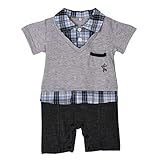 Ochine 新生児　幼児　男の子 子供服 カッコイイ　ロンパース　セット　子供服　0-2歳設定　短袖 カバーオール 2色選べる　 (95, グレー)