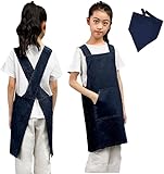 [JIAHU] エプロン 子供 キッズ 男の子 女の子 被るだけ 子供用エプロン 三角巾 セット 小学生 中学生 三角巾セット リネン 子ども おしゃれ 可愛い 着脱簡単