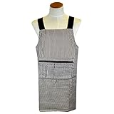 エプロン 前掛け メンズ 男性用 前ZIPポケット ヒッコリータイプ 大きいサイズにも対応（ブラウン）