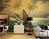 bzdhwwh壁紙レトロ風景油絵Tropical Rain Forestバナナの木の壁紙3dリビングルーム3d壁紙 6949265172685