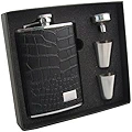 Visol Gator Leather Stainless Steel Hip Flask Gift Set, 8-Ounce by Visol