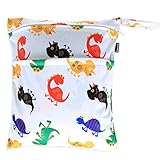 Damero Cute Travel Baby Wet and Dry Cloth Diaper Organizer Bag (Medium, Cute Dinosaurs) by Damero