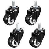 uxcell プレット式キャスター ミディアムキャスター　スイベル キャスターホイール PUねじ切りステム 110lbの容量 46cm 4個入り