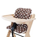 イマージ ワイド木製チェア用クッション 【ブラウンスター】 綿100% 木製ハイ&ローチェア用 お手入れ取り付け簡単