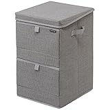 フラップボックス タオル収納 衣類 フラップ 収納 ランドリーボックス フロントオープン 布製 2段 グレー