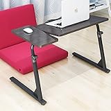 Dland 角度＆高さ調節可能 机 デスク 昇降式サイドテーブル 折りたたみテーブル サイドテーブルベッド ブラック