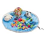llzjおもちゃストレージバッグKids ToysオーガナイザーBaby RugポータブルLarge Tidyバッグストレージ巾着遊びマット子供家庭用クイックポーチソートアウトオックスフォード布、ブル