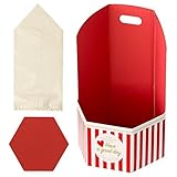 HEADS フラワーペーパーボックス ハートストライプ ワイド型-M (10枚) ESF-STWM まとめ売り 5パック