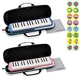 【3台セット】【ドレミシール付】SUZUKI スズキ FA-32B メロディオン 32鍵 鍵盤ハーモニカ / ブルー3台
